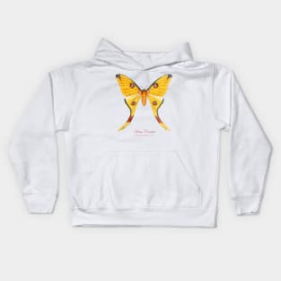 Moth - Comet Moth, Madagascan Moon Moth, Argema Mittrei, Actias Cometes Kids Hoodie